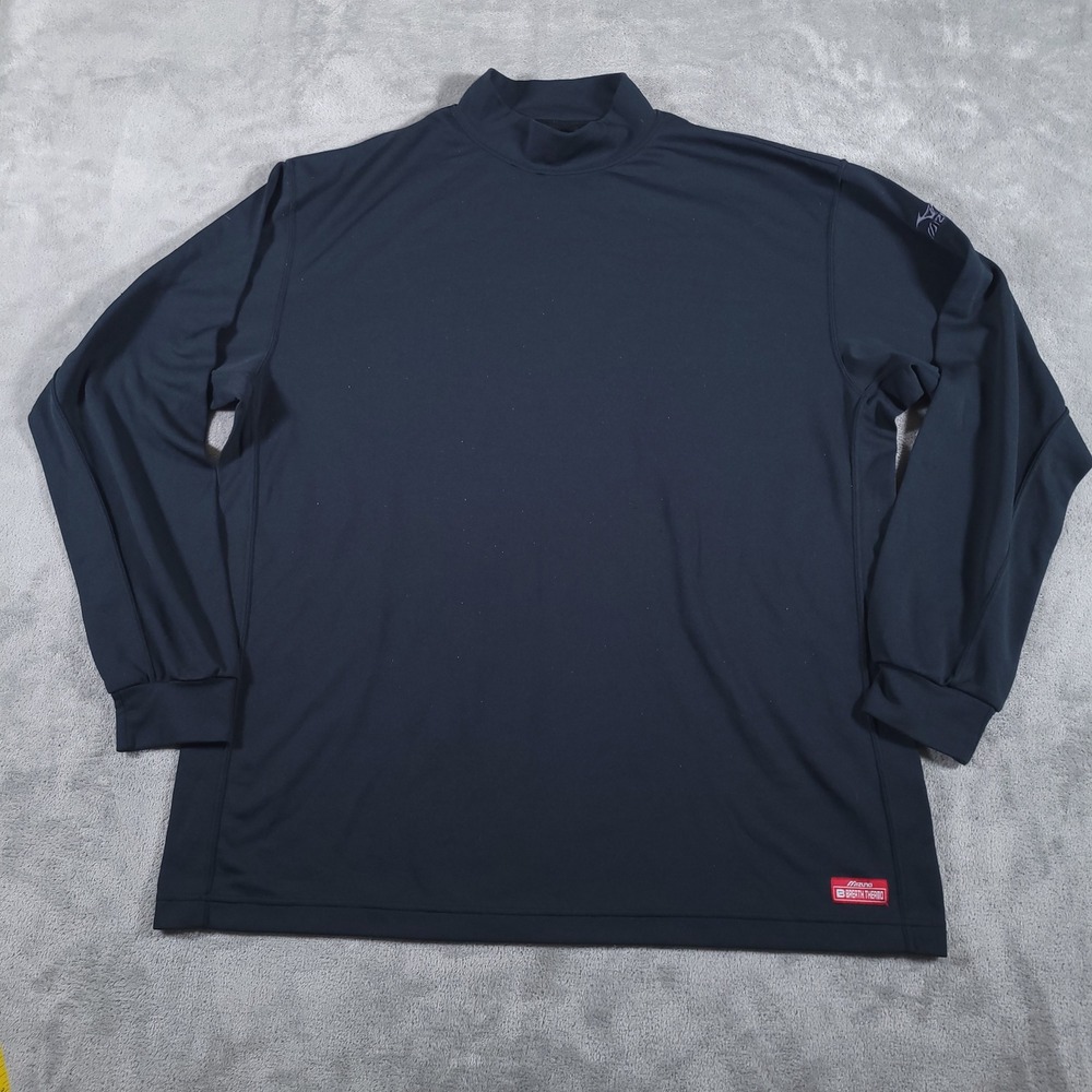 Mizuno Breath Thermo Mock Neck Top Mens XXL Black Long Sleeve Baseball